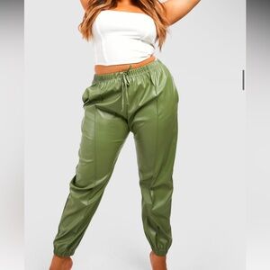 Faux leather joggers